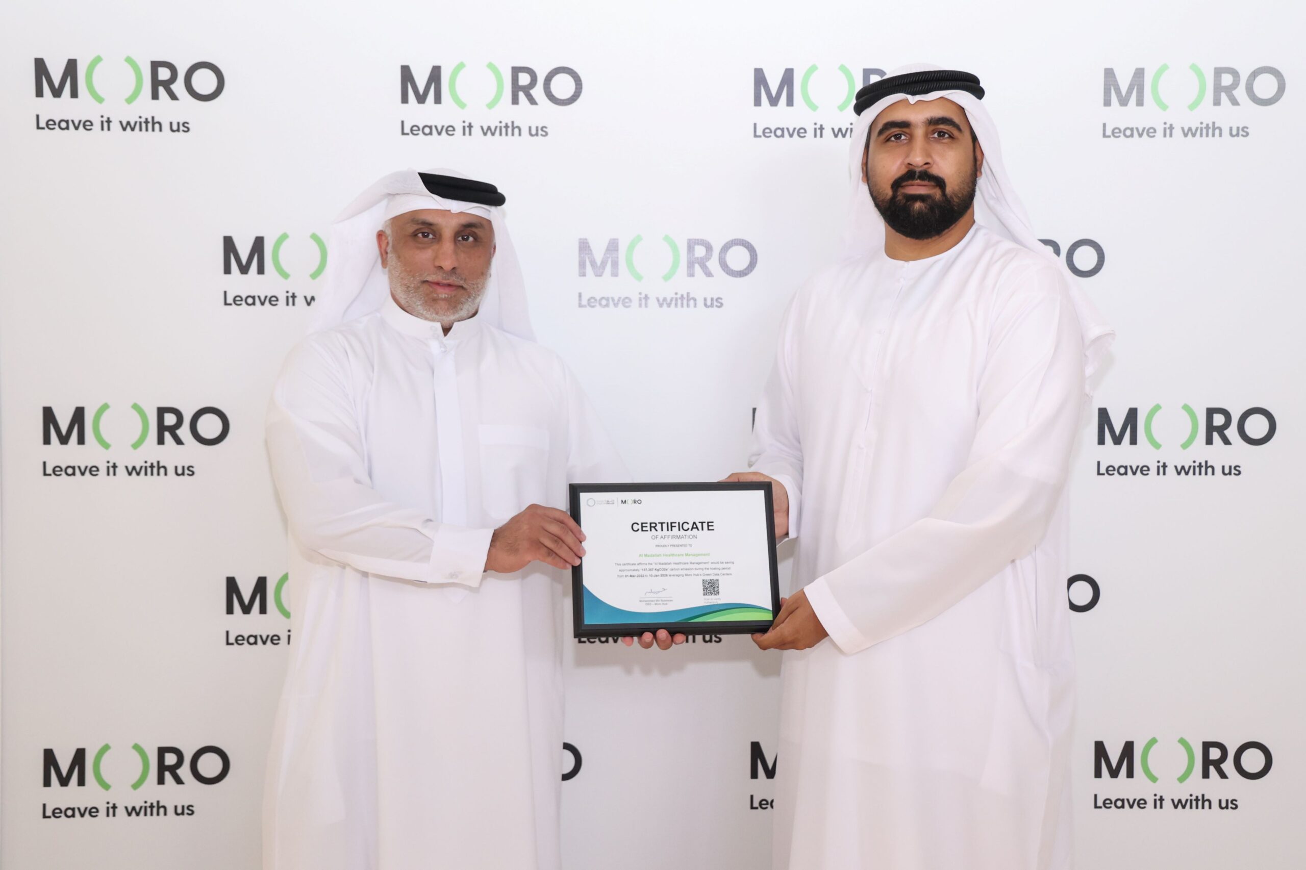 Image for Moro Hub Commends Al Madallah Healthcare Management’s Efforts To Sustainability With A Green Certificate